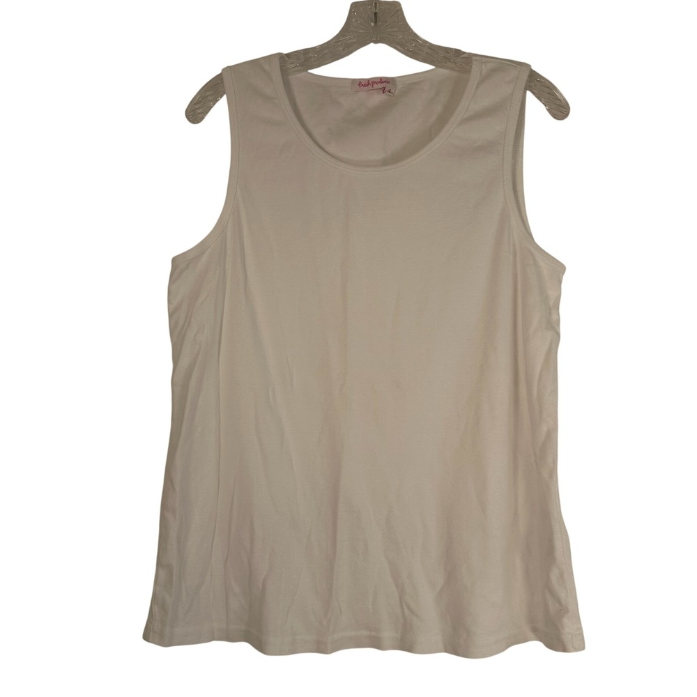 Fresh Produce White 100% Cotton Scoop Neck Tank Top XL Made in USA